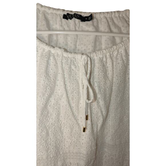Lauren Ralph Lauren White Eyelet Lace Cotton Top with Bell Sleeves size Med - Picture 7 of 9